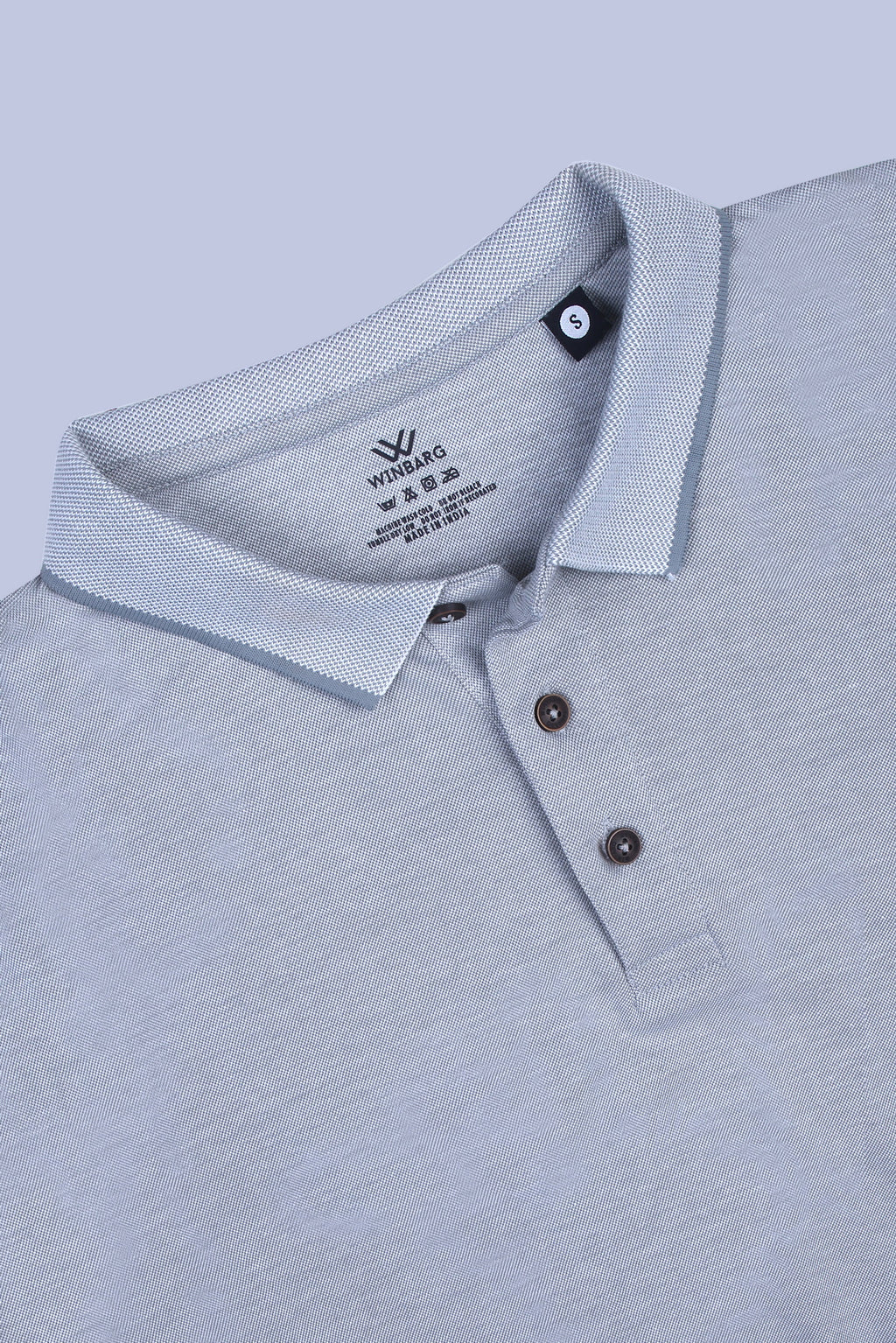 WINBARG Bird Eye Polo T-Shirt in Olive Melange - image 6