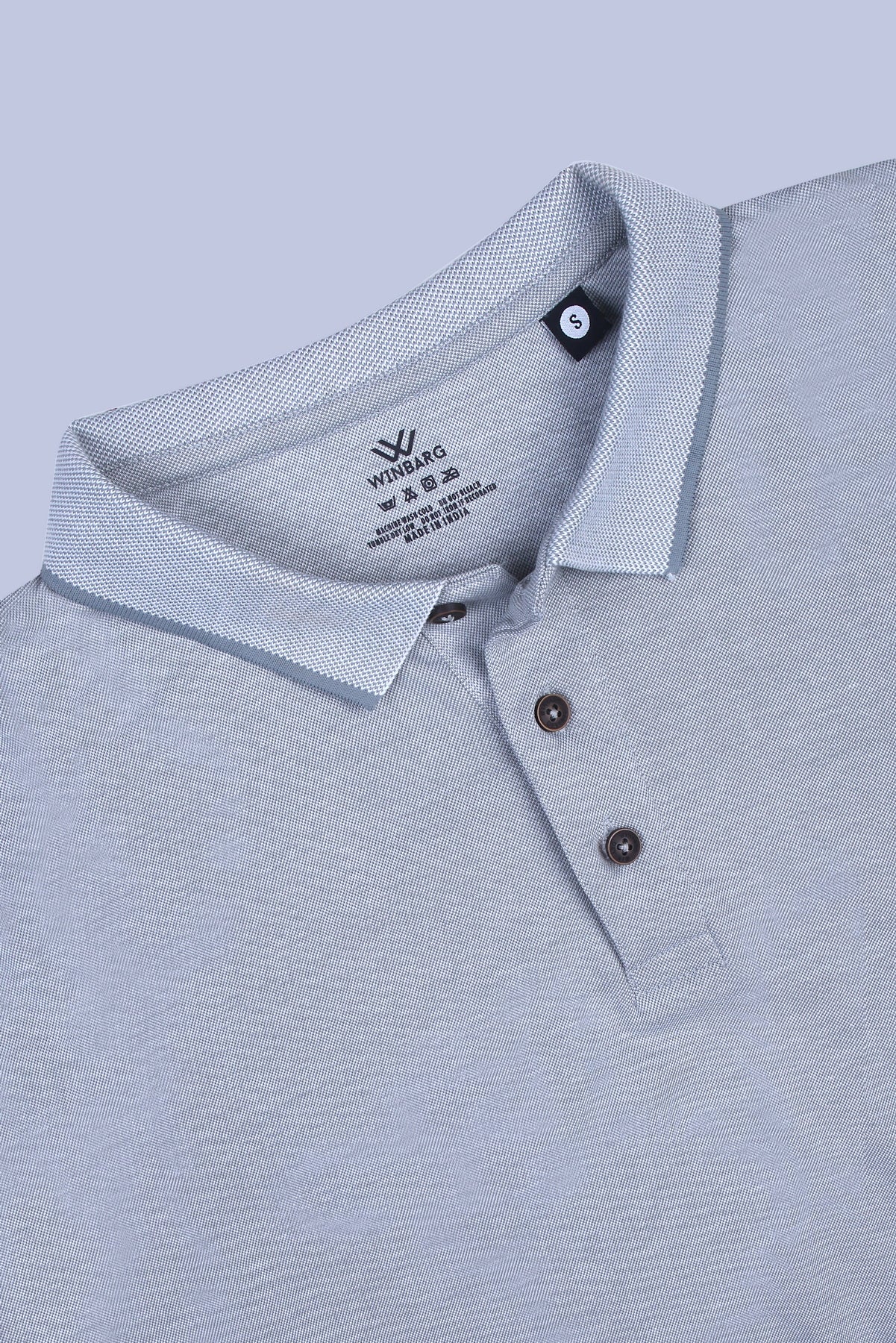 WINBARG Bird Eye Polo T-Shirt in Olive Melange - image 6
