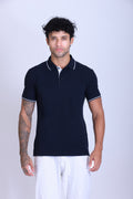 PIKMEE Highline Polo T-Shirt in Navy Blue with White - image 1