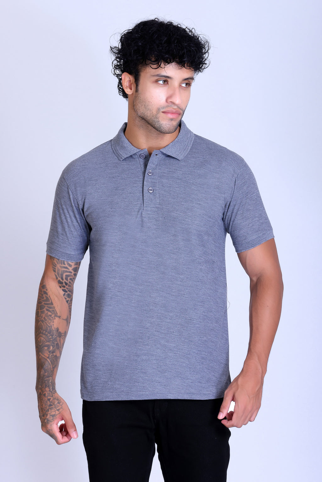 PIKMEE Promo-Tees Polo T-Shirt in Grey Melange - image 1