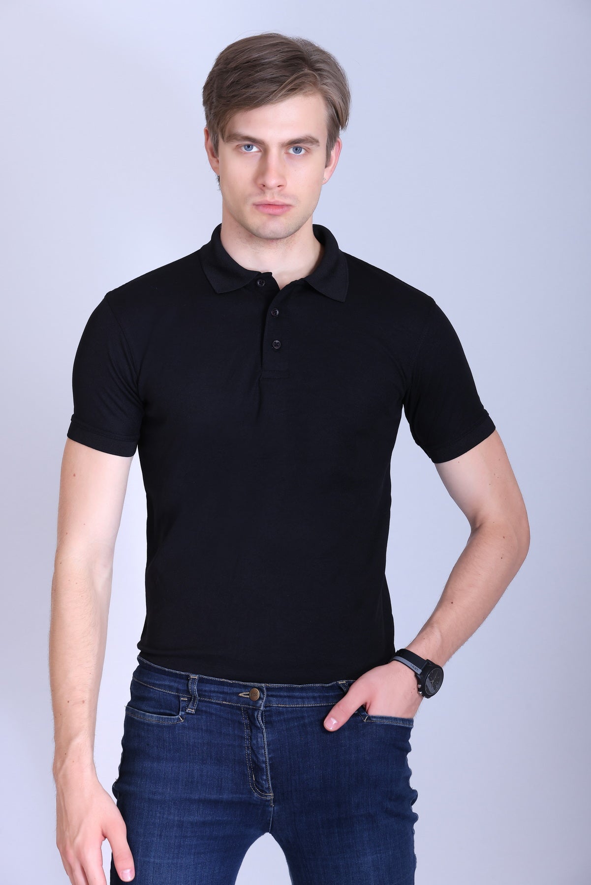PIKMEE Titlis Polo T-Shirt in Black - image 1