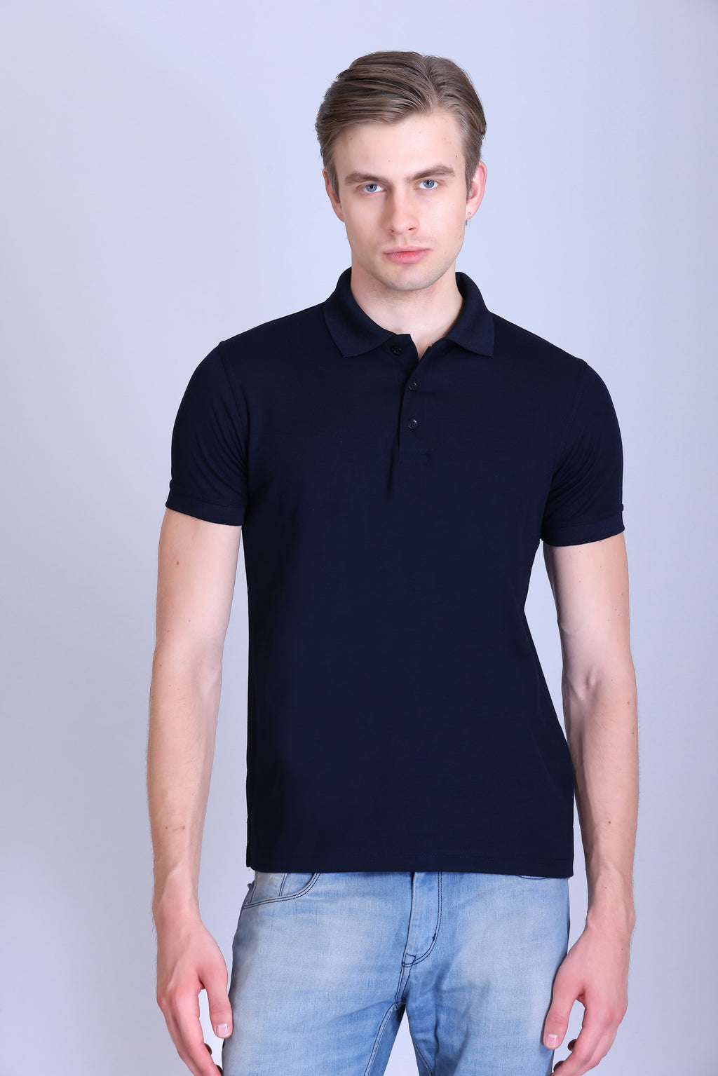 PIKMEE Titlis Polo T-Shirt in Navy Blue - image 1