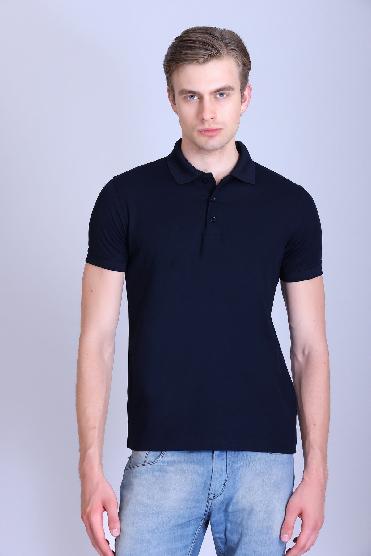 PIKMEE Titlis Polo T-Shirt in Navy Blue - image 1