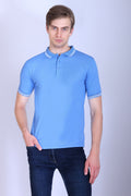Sports Republic Acti Hy:Dry Dryfit Polo T-Shirt in Sky Blue With White Tipping