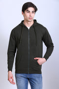 Pikmee Zero Degree Men's Zippered Hooded Sweatshirt - Olive