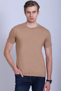 PIKMEE Skinta Bio Wash Crew Neck T-Shirt in Dark Beige - image 1