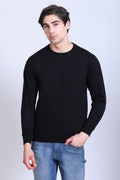 Pikmee Zero Degree Men's Crew Neck Cotton Fleece Sweatshirt - Black