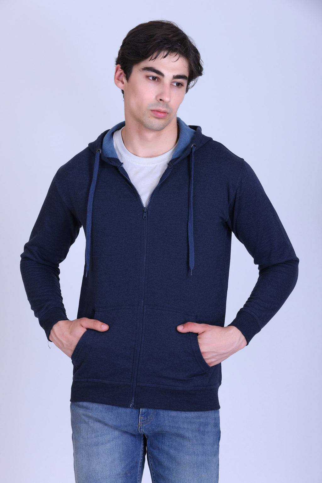 Pikmee Zero Degree Men's Zippered Hooded Sweatshirt - Navy