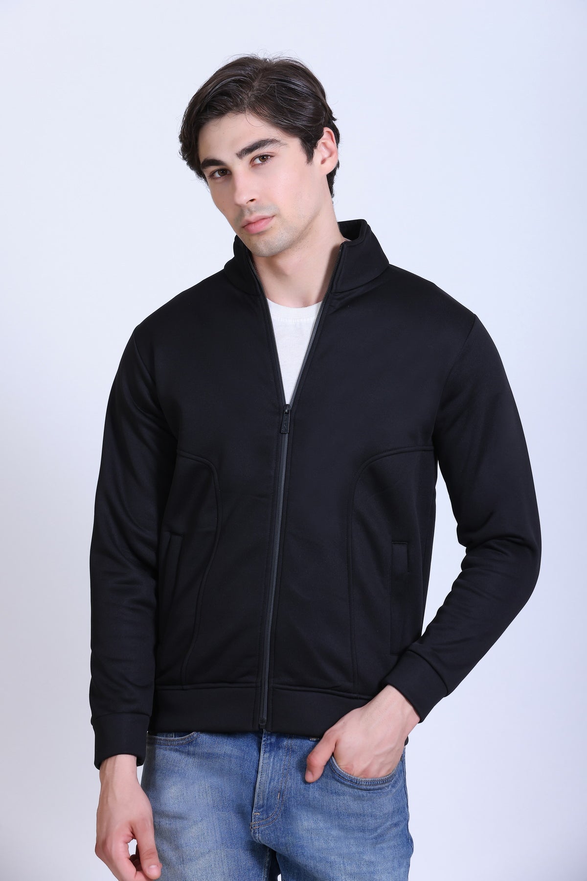 Winbarg Full Sleeve Bonded Fleece Men's Jacket - Black