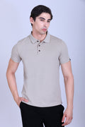 WINBARG Bird Eye Polo T-Shirt in Tan Melange - image 1