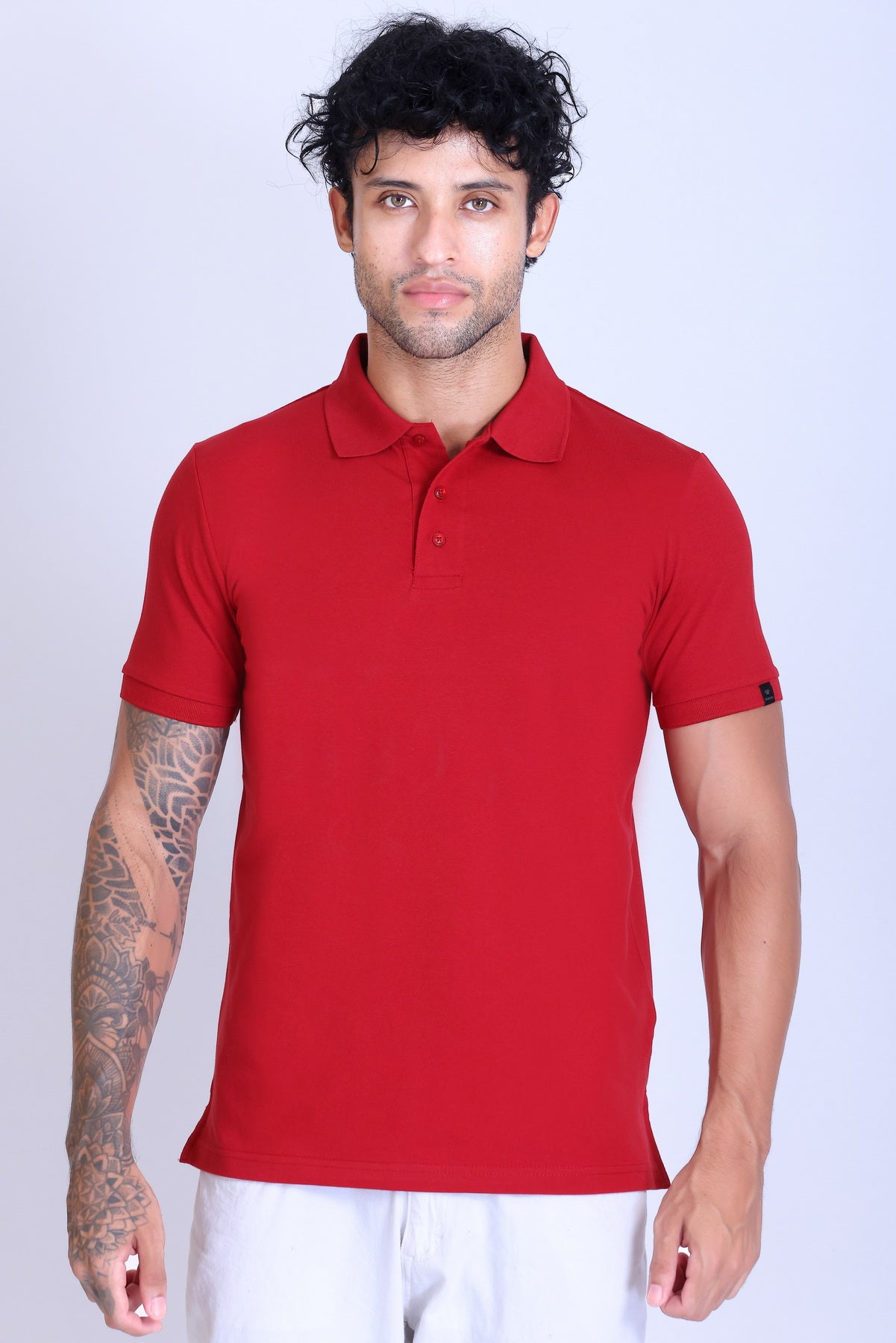 WINBARG Solid Stretch Polo T-Shirt in Red - image 1