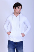 Pikmee Zero Degree Men's Zippered Hooded Sweatshirt - White