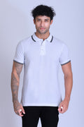 PIKMEE Tipline Polo T-Shirt in White with Black Tipping - image 1