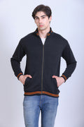 Pikmee Zero Degree Men's Turtle Neck Sweatshirt - Charcoal With Orange