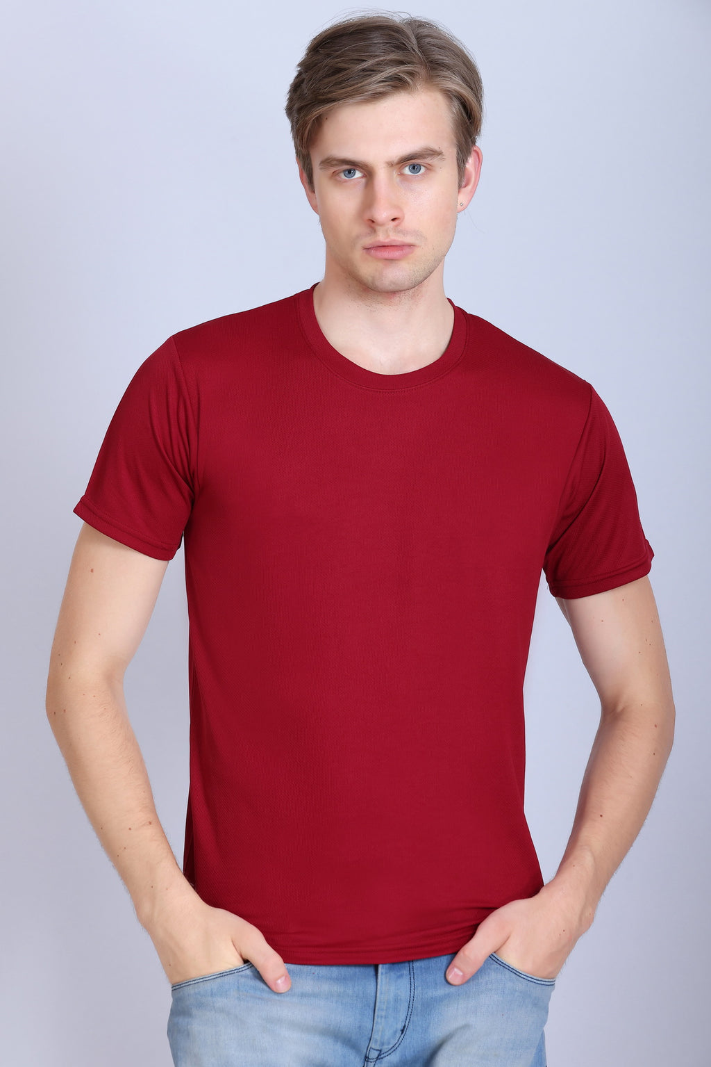 Sports Republic Acti-Runn Dryfit Crew Neck T-Shirt in Maroon