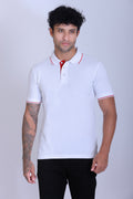 PIKMEE Highline Polo T-Shirt in White with Red - image 1