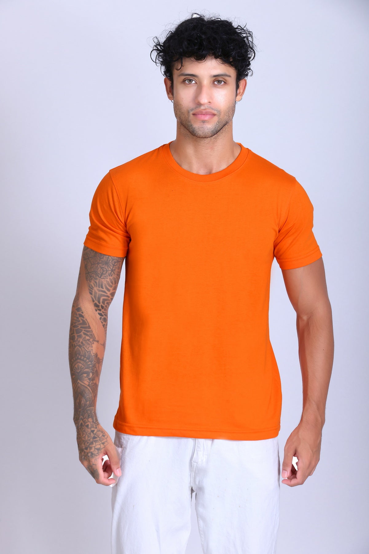 PIKMEE Skinta Bio Wash Crew Neck T-Shirt in Orange - image 1