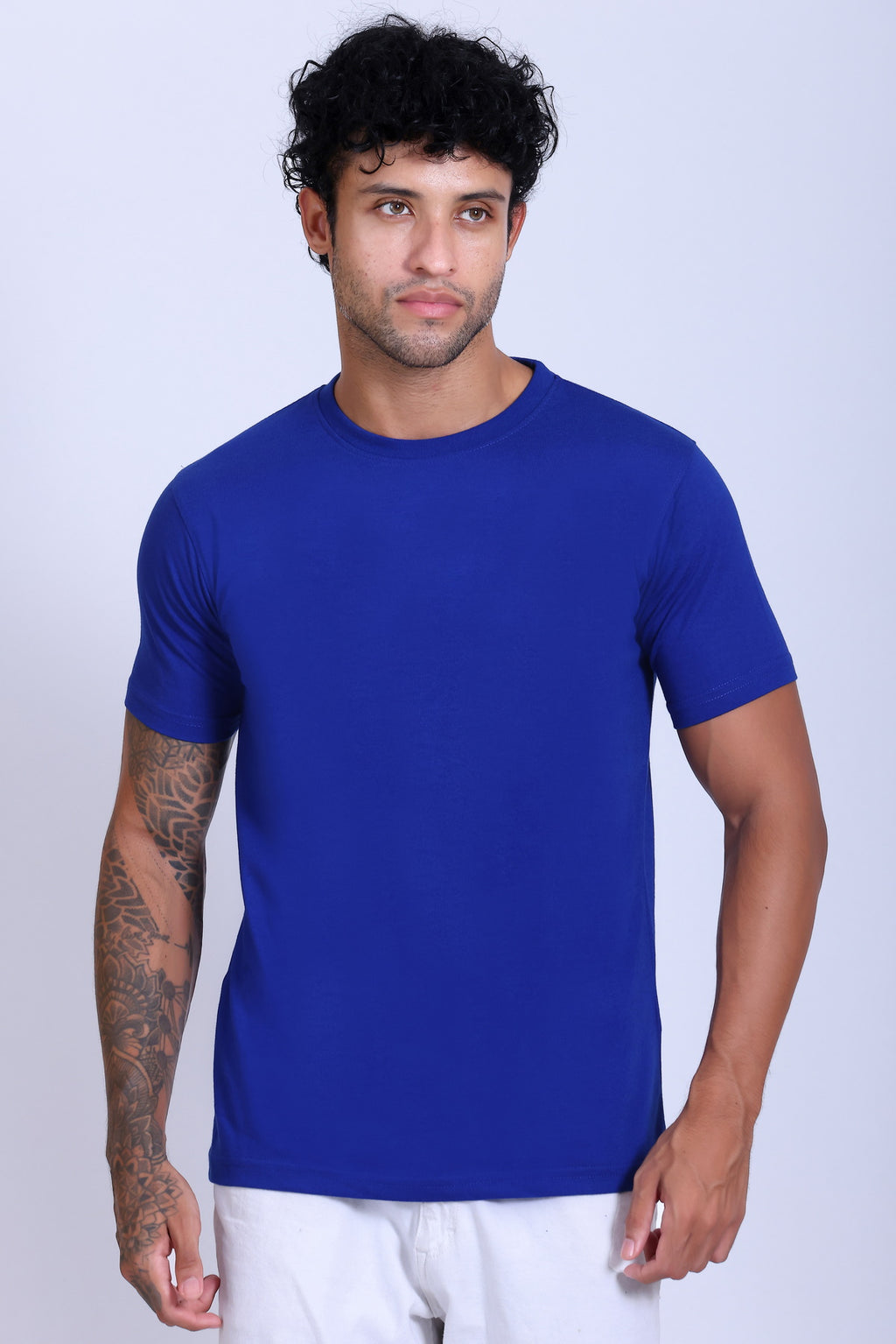 PIKMEE Skinta Bio Wash Crew Neck T-Shirt in Royal Blue - image 1
