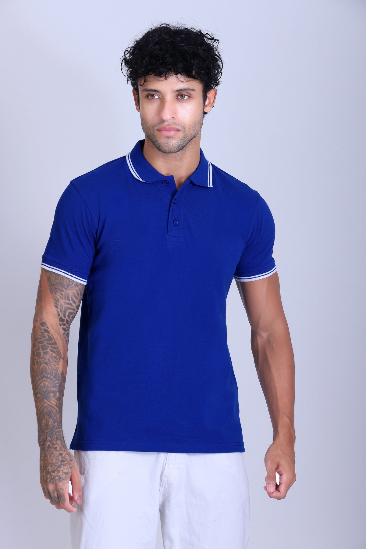 PIKMEE Tipline Polo T-Shirt in Royal Blue with White Tipping - image 1