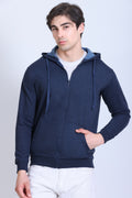 Pikmee Zero Degree Men's Zippered Hooded Sweatshirt - Denim Blue