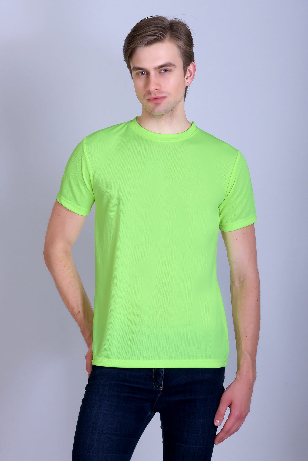 Sports Republic Acti-Runn Dryfit Crew Neck T-Shirt in Fluorescent Green