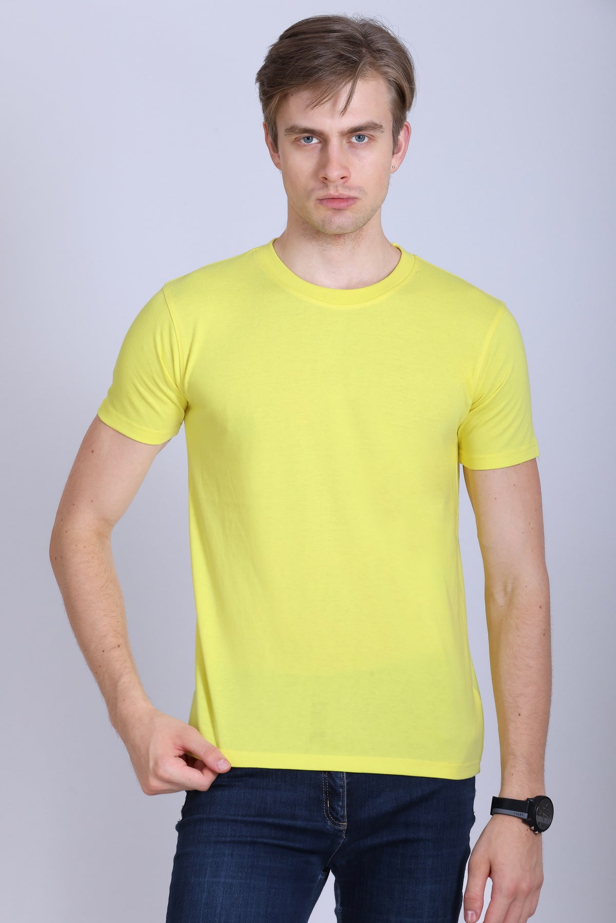 PIKMEE Skinta Bio Wash Crew Neck T-Shirt in Lemon Yellow - image 1