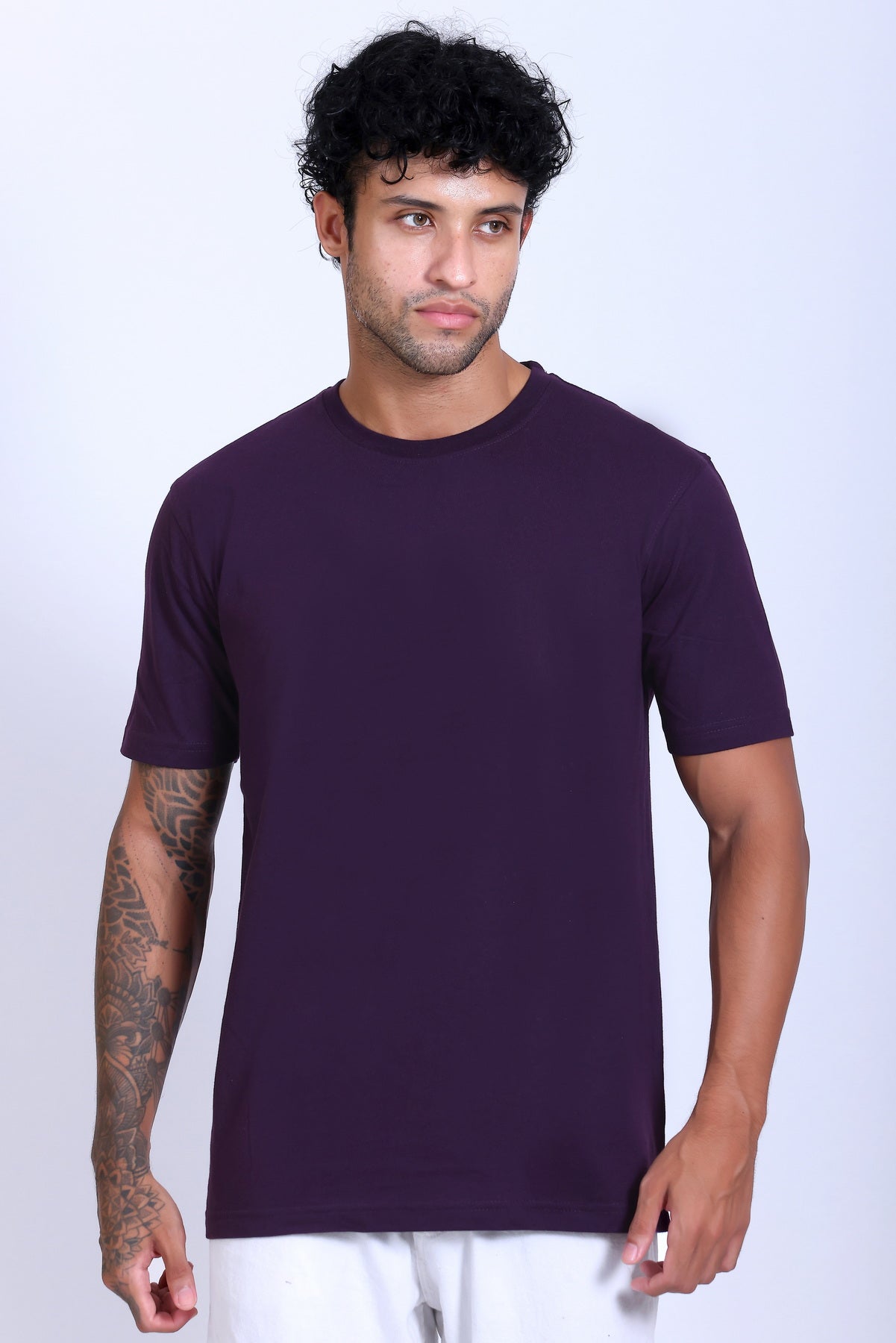 PIKMEE Skinta Bio Wash Crew Neck T-Shirt in Purple - image 1
