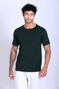 PIKMEE Skinta Bio Wash Crew Neck T-Shirt in Bottle Green - image 1