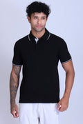 PIKMEE Highline Polo T-Shirt in Black with White - image 1