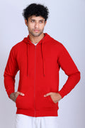 Pikmee Zero Degree Men's Zippered Hooded Sweatshirt - Red