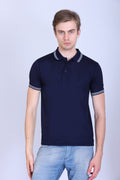 Sports Republic Acti Hy:Dry Dryfit Polo T-Shirt in Navy Blue With White Tipping
