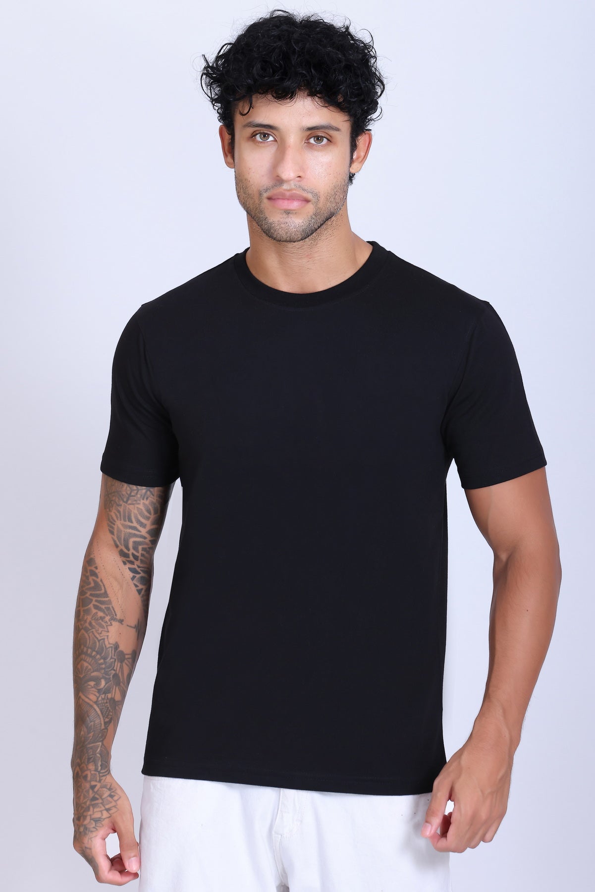 PIKMEE Skinta Bio Wash Crew Neck T-Shirt in Black - image 1