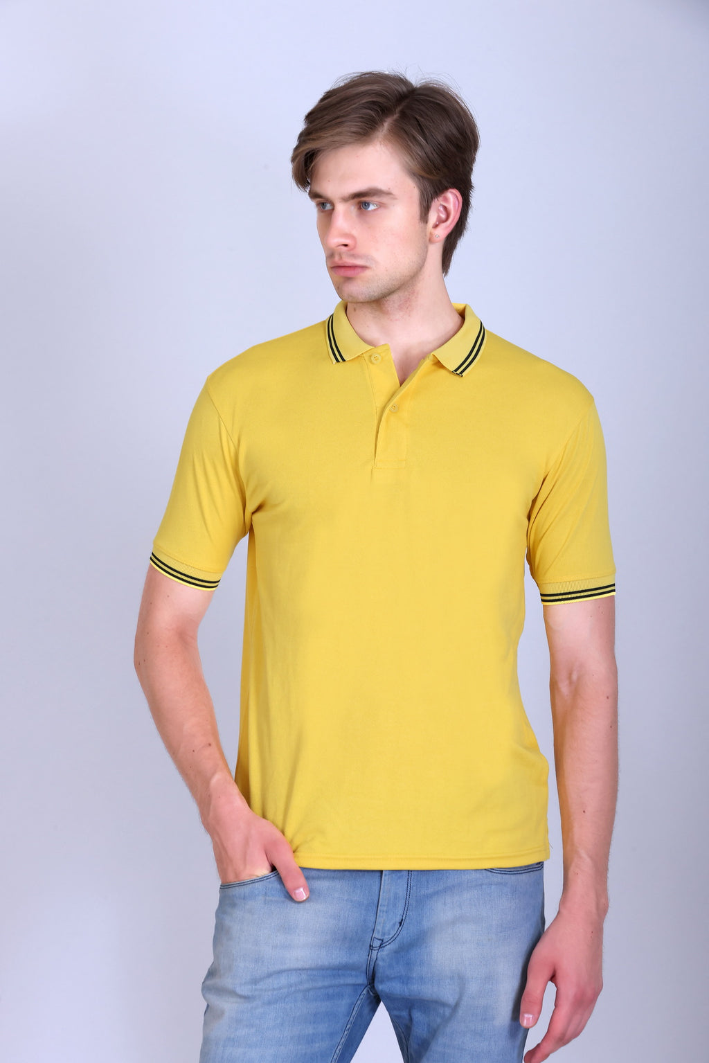 Sports Republic Acti Hy:Dry Dryfit Polo T-Shirt in Golden Yellow With Black Tipping