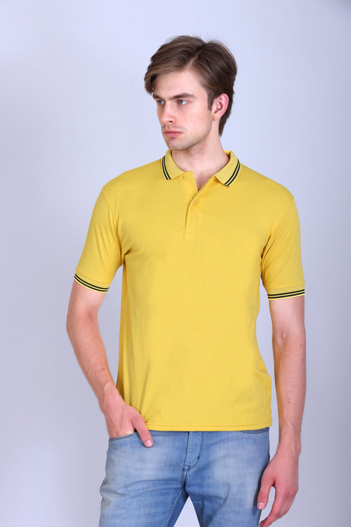 Sports Republic Acti Hy:Dry Dryfit Polo T-Shirt in Golden Yellow With Black Tipping
