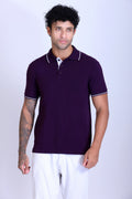 PIKMEE Highline Polo T-Shirt in Purple with White - image 1