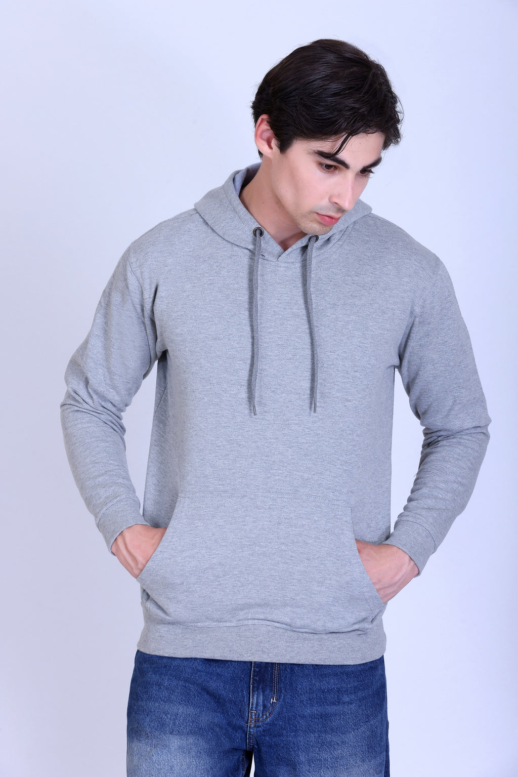 Pikmee Zero Degree Men's Pullover Hooded Sweatshirt - Grey Melange