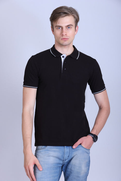 PIKMEE Highline Polo T-Shirt in Brown with White - image 1