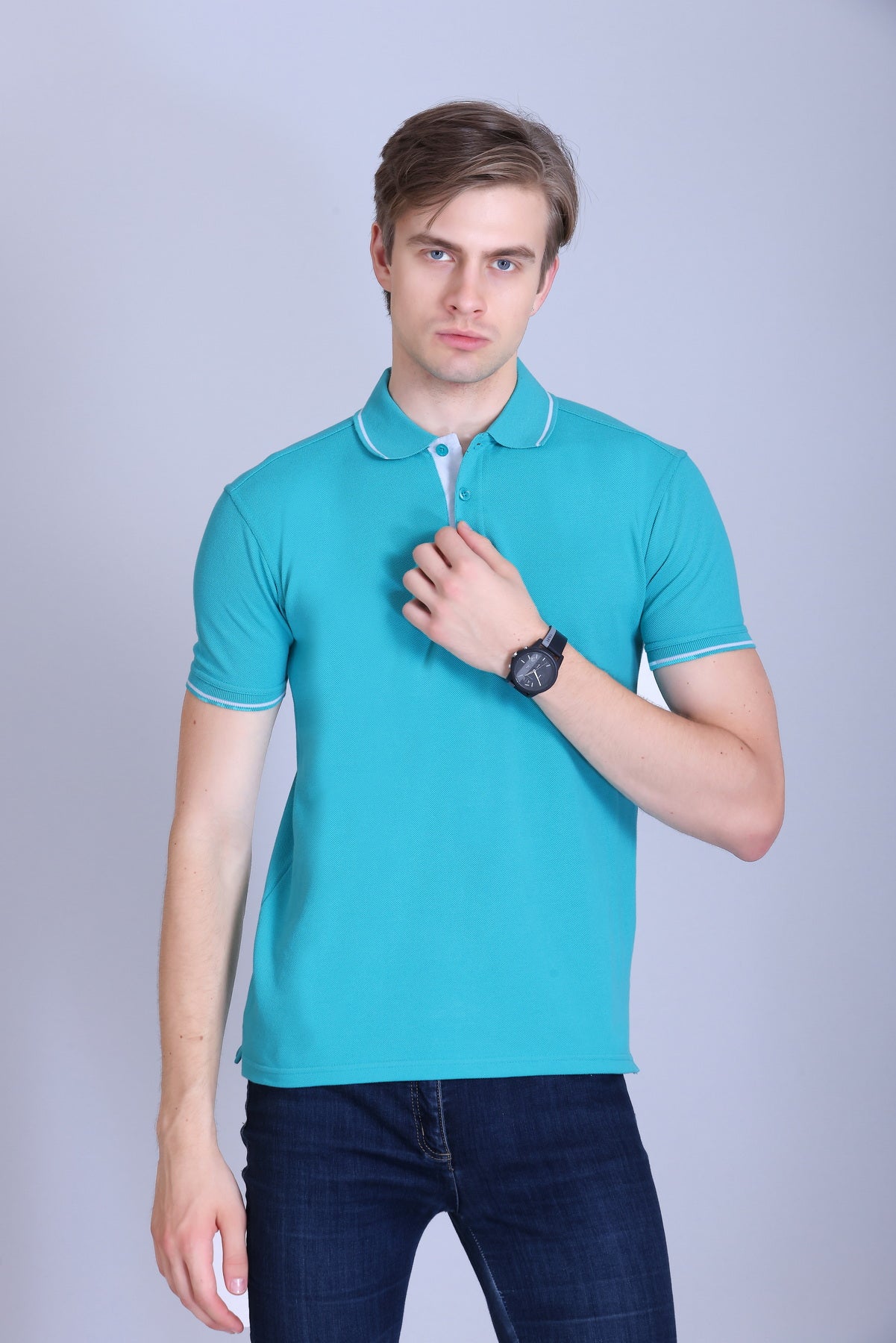 PIKMEE Highline Polo T-Shirt in Electric Green with White - image 1