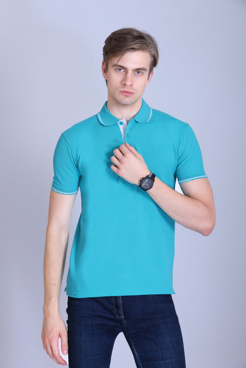PIKMEE Highline Polo T-Shirt in Electric Green with White - image 1