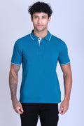 PIKMEE Highline Polo T-Shirt in Turquoise Green with White - image 1