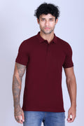WINBARG Solid Stretch Polo T-Shirt in Wine - image 1