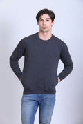 Pikmee Zero Degree Men's Crew Neck Cotton Fleece Sweatshirt - Charcoal Grey