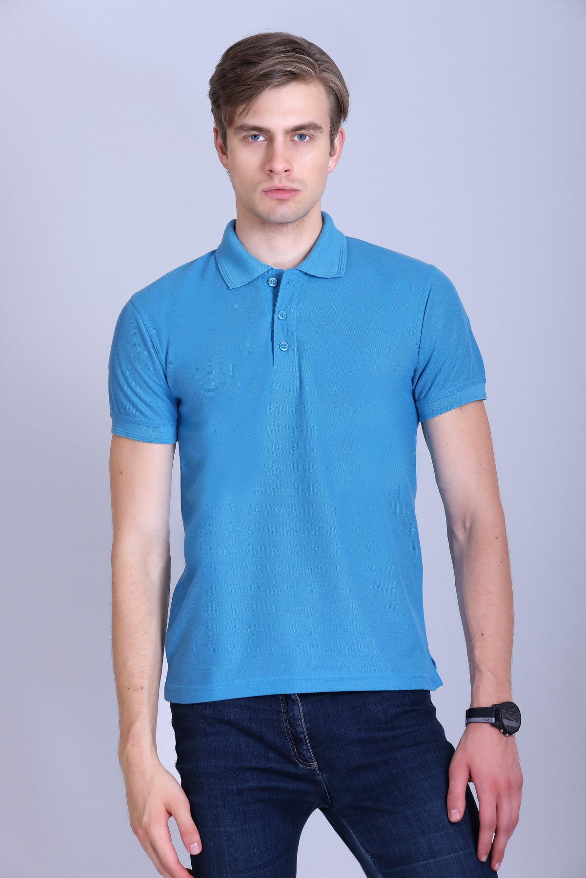 PIKMEE Promo-Tees Polo T-Shirt in Aqua Blue - image 1