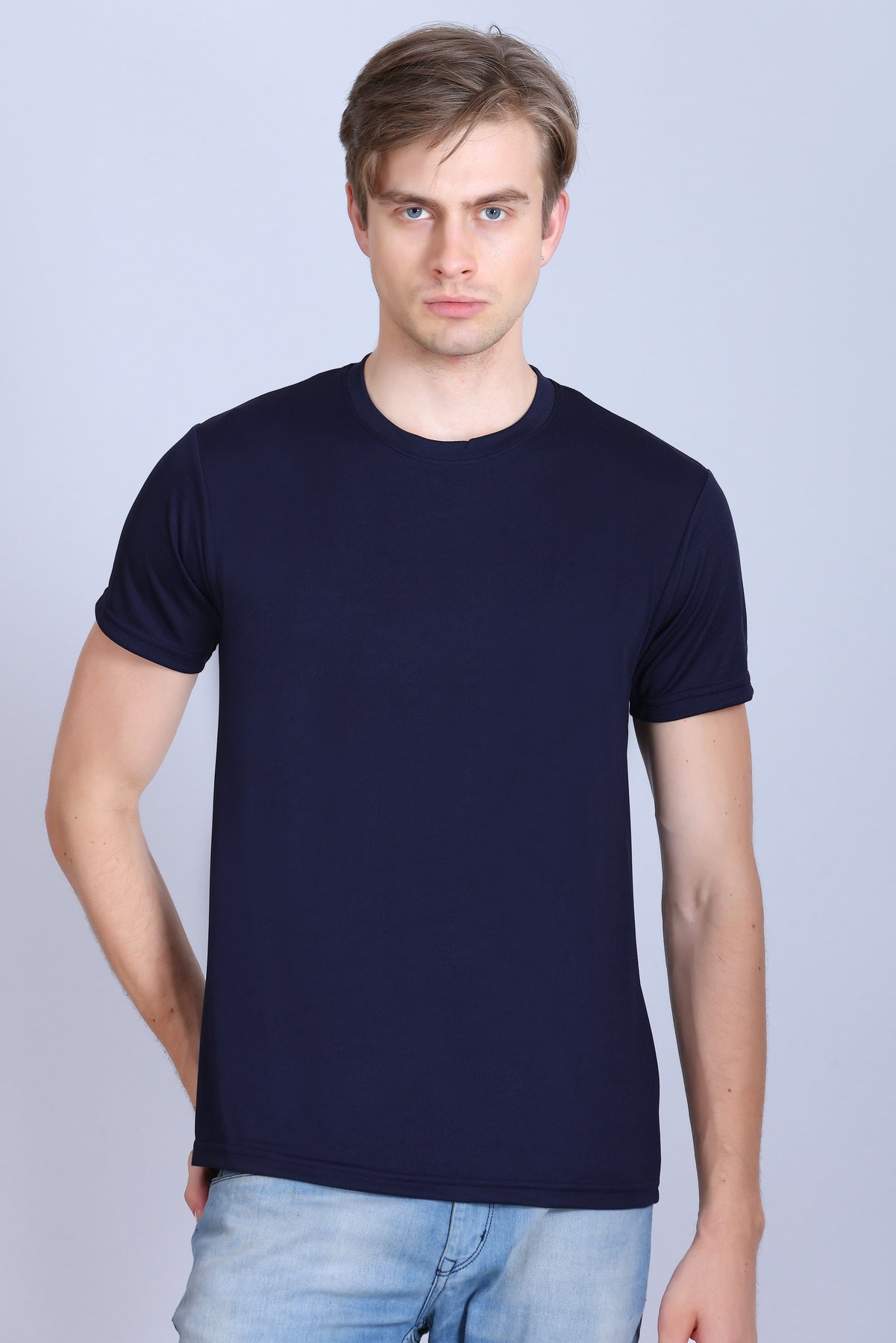 Sports Republic Acti-Runn Dryfit Crew Neck T-Shirt in Navy Blue