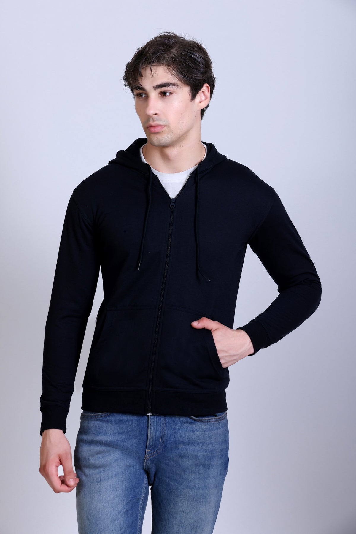 Pikmee Polaris Men's Zipper Hoodie Sweatshirt - Black