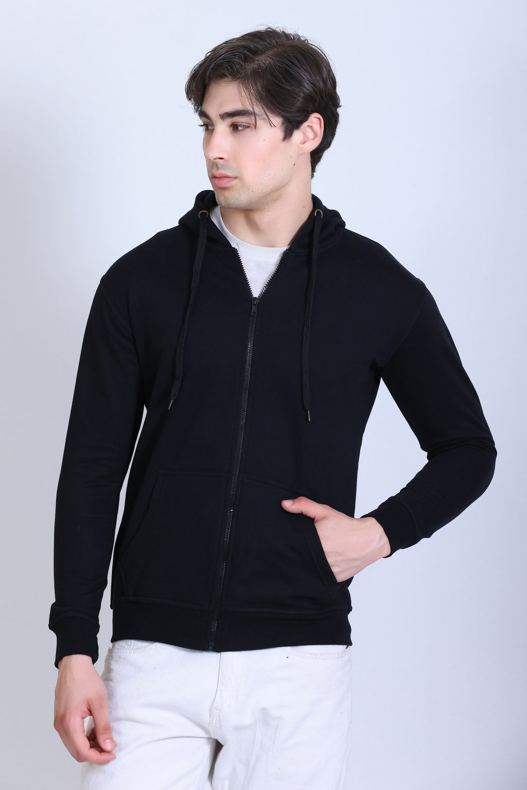 Pikmee Zero Degree Men's Zippered Hooded Sweatshirt - Black