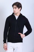 Pikmee Zero Degree Men's Zippered Hooded Sweatshirt - Black