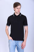 Sports Republic Acti Hy:Dry Dryfit Polo T-Shirt in Black With White Tipping