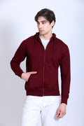 Pikmee Zero Degree Men's Zippered Hooded Sweatshirt - Maroon