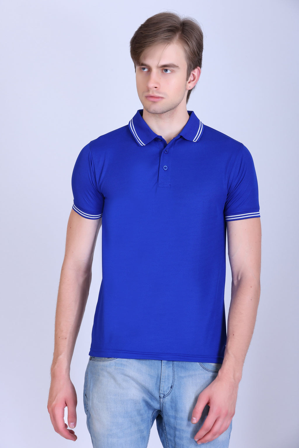 Sports Republic Acti Hy:Dry Dryfit Polo T-Shirt in Royal Blue With White Tipping